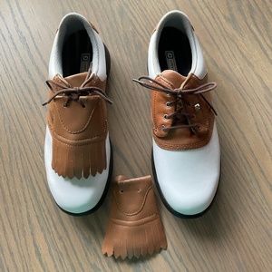 LADIES FOOT JOYS.  8 Wide DRY JOYS.  Never worn! Brown & White.  Lightweight.